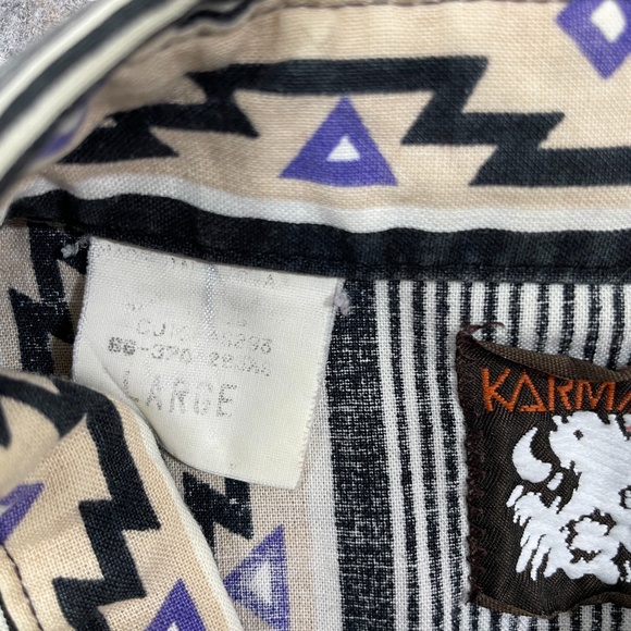 Karman Large Long Sleeve Aztec Purple Black Men's Button Up Button Pockets‎ - Picture 4 of 5